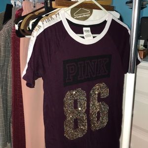 VS PINK maroon short sleeve T-shirt